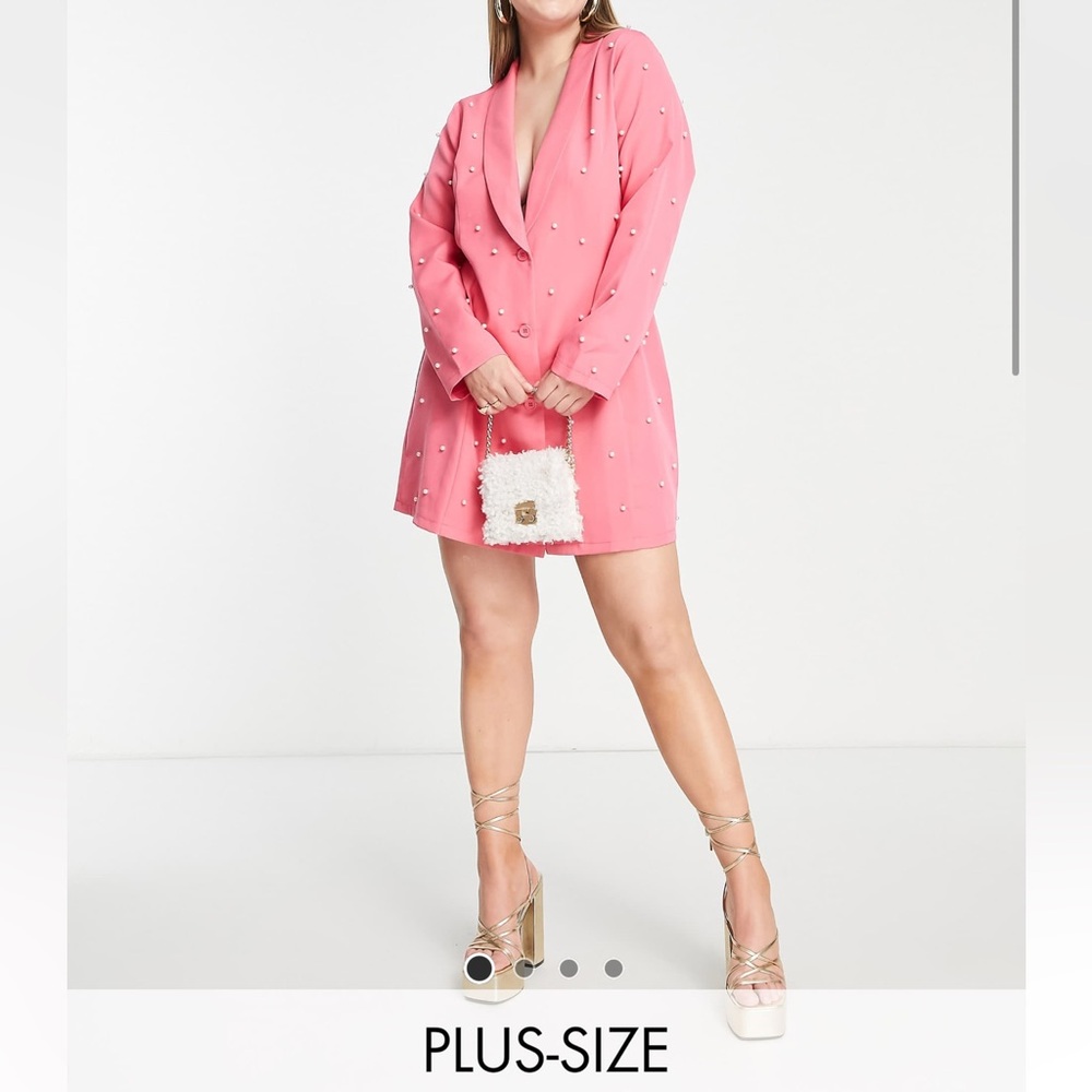 Pearly embellished Blazer Dress - Hot Pink